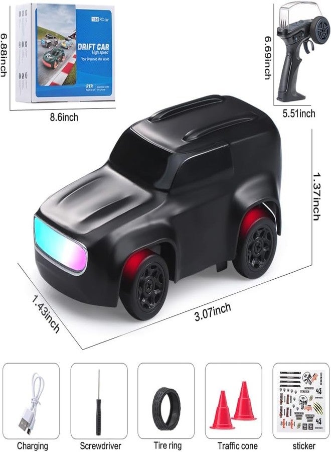 Magicwand ⦗2 Pcs⦘ R/c Car | 2.4Ghz, 1:64 Scale | Rc Cars, Remote Control Car Toy, Rc Drifting Cars, Interchangeable Wheel Sleeves, 4 Light & 2 Speed Modes - Image 2